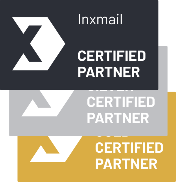 Inxmail Partnersiegel alle Certified zusammen invers
