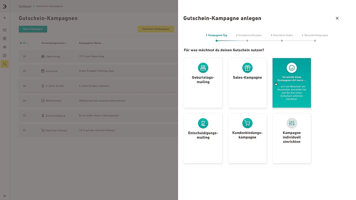 Auswahl Kampagnen Typ