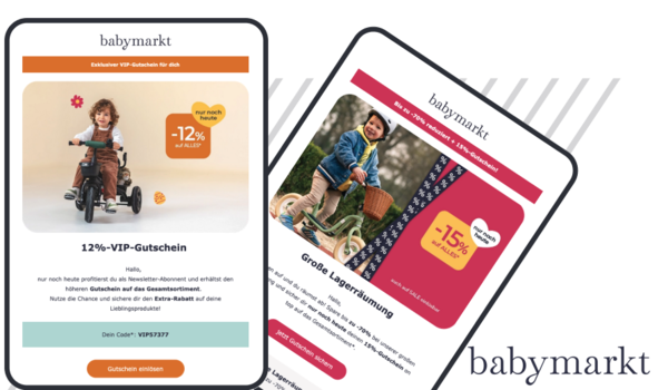 Geburtstagsmailings von babymarkt mit personalisierten Gutscheinen