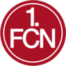 1. FC Nürnberg Logo, ein rotes rundes Design mit den weißen Buchstaben '1. FCN', das den deutschen Fußballverein repräsentiert.